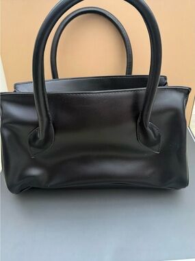 Black Leather Top-Handle Women's Bag